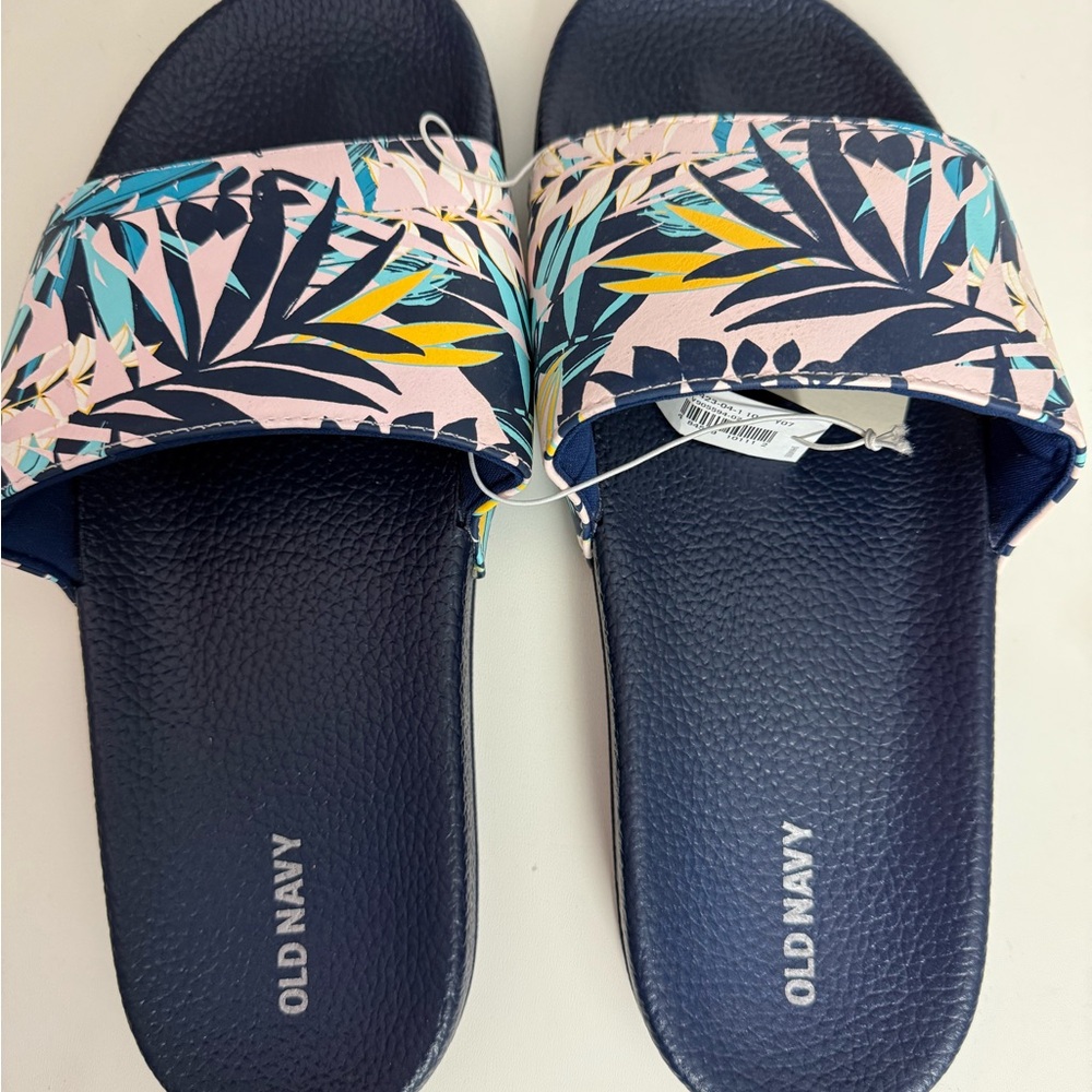 Old Navy Blue Sandals with Tropical Print